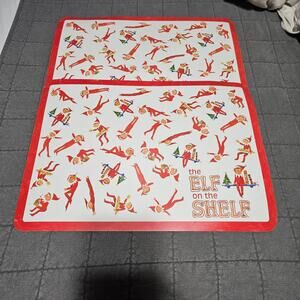 The elf on the shelf pottery barn kids 2011 placemats white red holiday kitchen